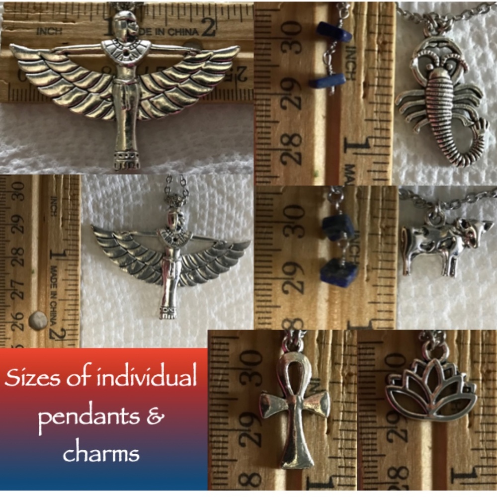 “Great Mother Isis” Goddess Egyptian Mythology Handmade Necklace, Lapis Lazuli - Picture 13 of 15